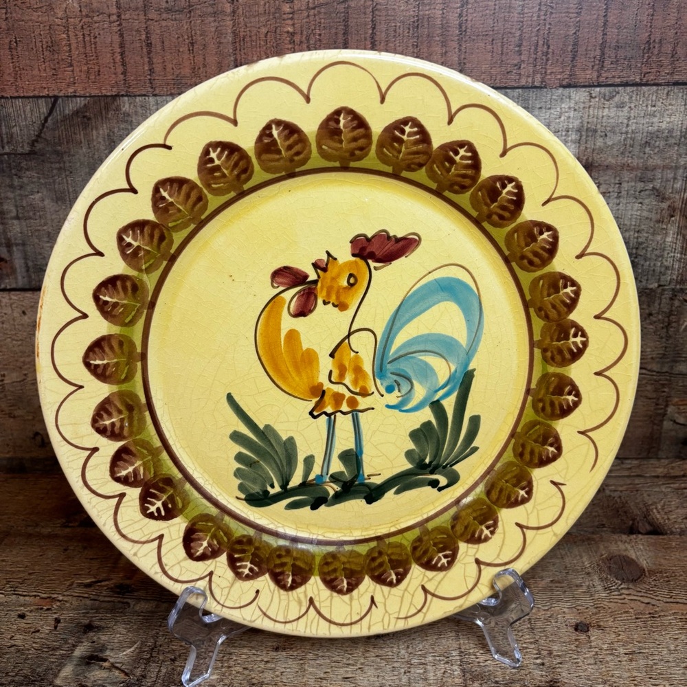 Vintage Lamas Pottery - Made In Italy Ceramic Rooster Plate - 11” Diameter